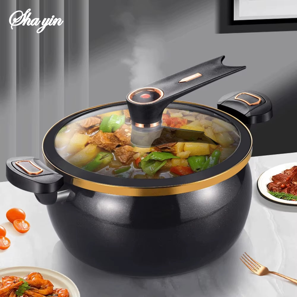 1 Piece Chubby Micro-Pressure Pot Household 7L Large Capacity 26Cm Stew Pot Multi-Functional Non-Stick Pot Induction Cooker Gas