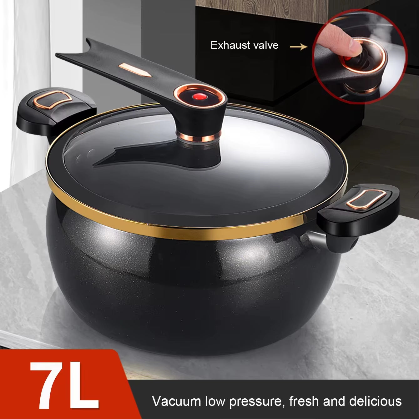 1 Piece Chubby Micro-Pressure Pot Household 7L Large Capacity 26Cm Stew Pot Multi-Functional Non-Stick Pot Induction Cooker Gas