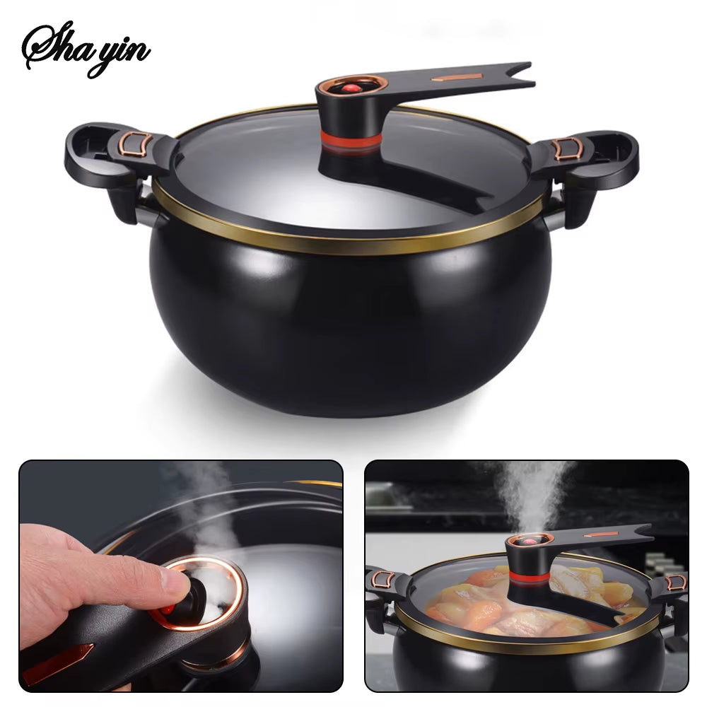 1 Piece Chubby Micro-Pressure Pot Household 7L Large Capacity 26Cm Stew Pot Multi-Functional Non-Stick Pot Induction Cooker Gas