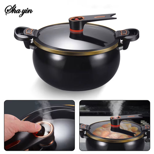 1 Piece Chubby Micro-Pressure Pot Household 7L Large Capacity 26Cm Stew Pot Multi-Functional Non-Stick Pot Induction Cooker Gas